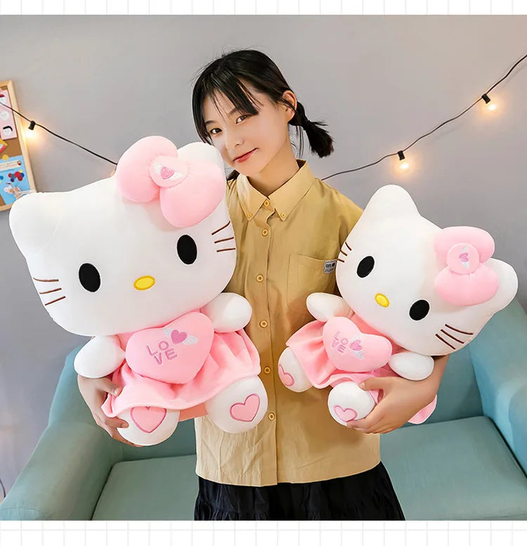 Sanrio Hello Kitty Pink Plush Stuffed Toys Anime Cartoon Plushie Doll Soft Stuffed Pillow Toys For Children Birthday Xmas Gifts