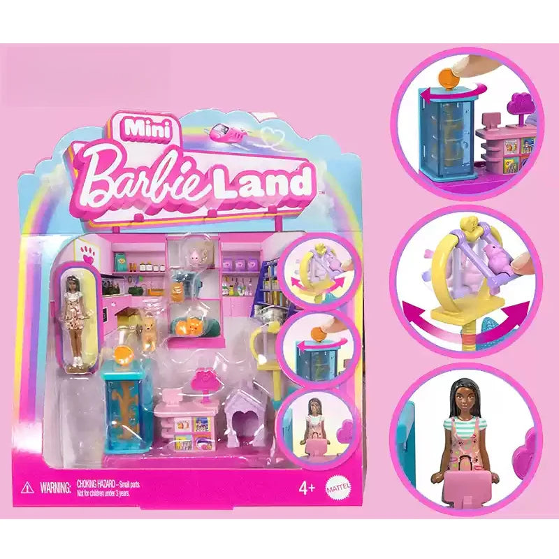 Original Barbie Doll Mini Barbieland Hair Salon Pet Fruit Supermarket Dessert Shop Accessories Dolls for Girls Toy Birthday Gift