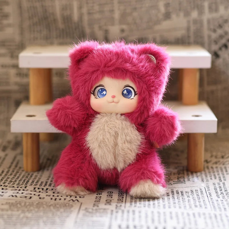 Kawaii Cute Animals Vinyl Face Plush Toys Animal Toys Pendant Rabbit Bear Sheep Gift for Animal Enthusiasts Kids Hang Bag