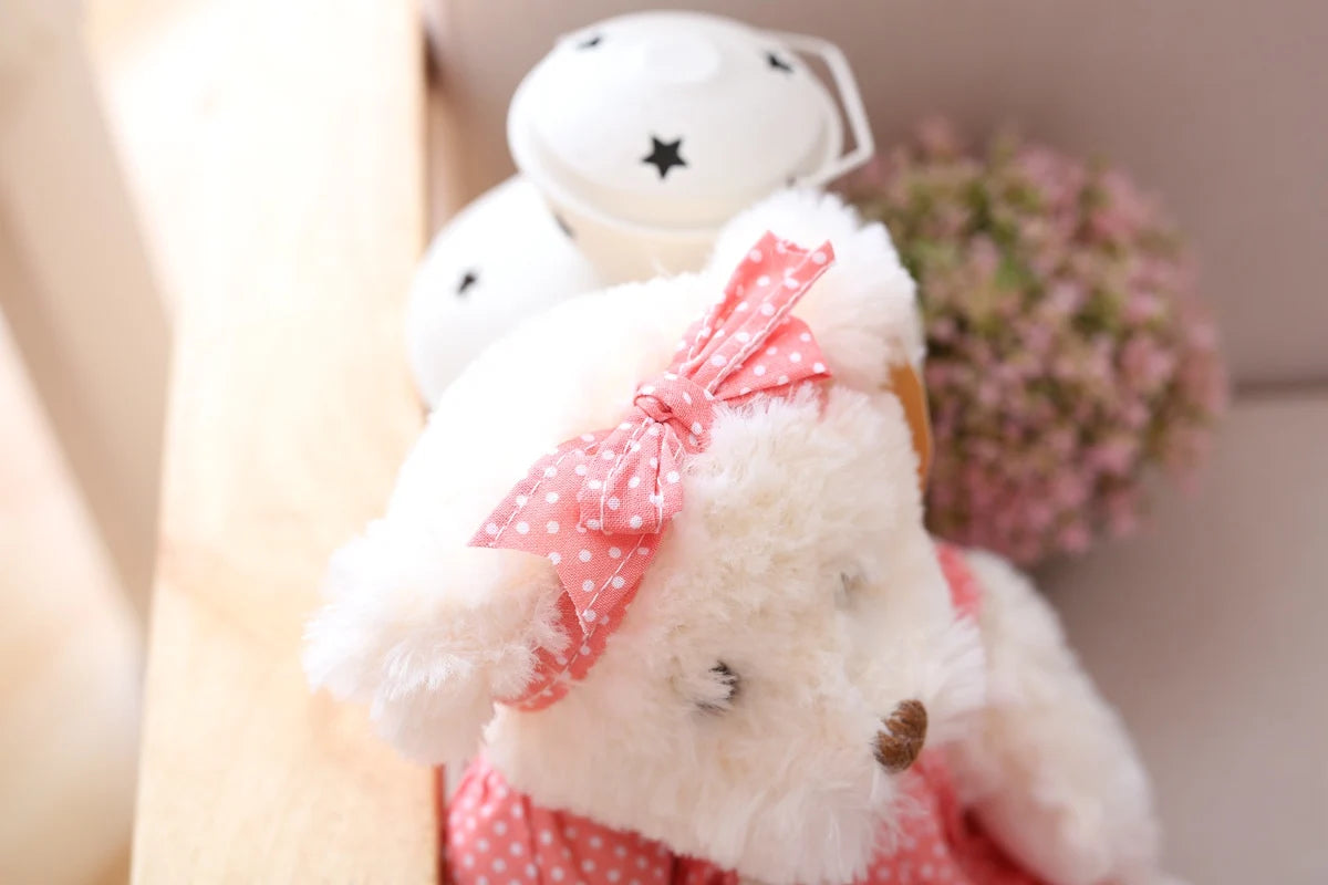 2 pcs/lot 26cm Lovely Couple Teddy Bear With Cloth Plush Toys Dolls Stuffed Toy Kids Baby Children Girl Birthday Christmas Gift