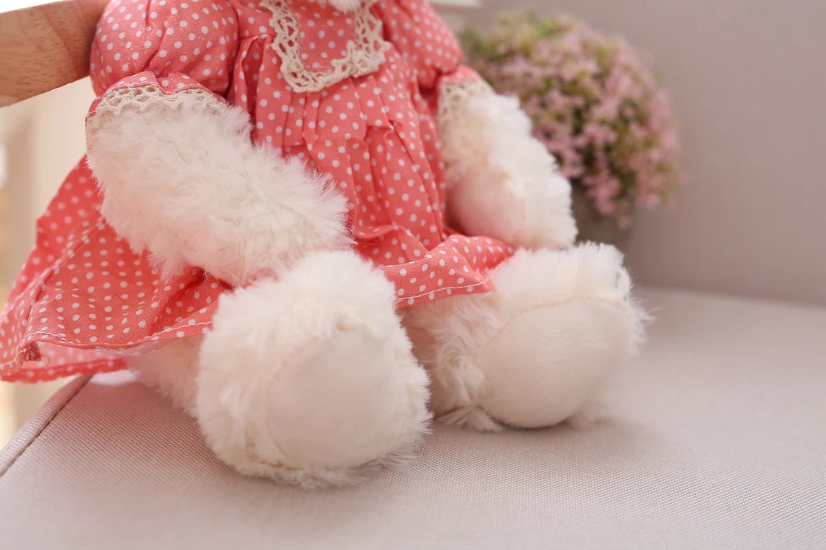 2 pcs/lot 26cm Lovely Couple Teddy Bear With Cloth Plush Toys Dolls Stuffed Toy Kids Baby Children Girl Birthday Christmas Gift