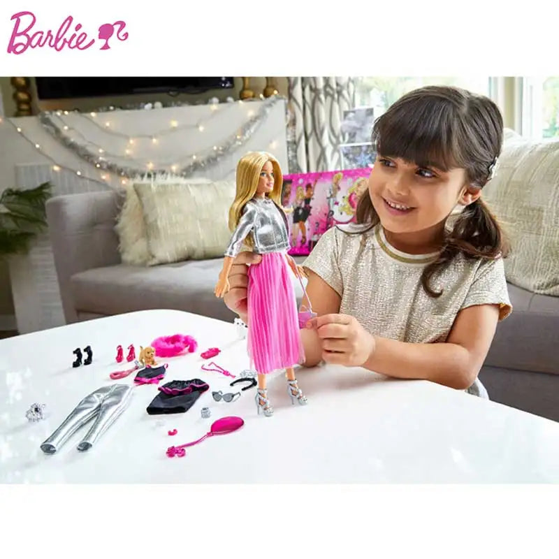 Original Barbie Holiday surprise gift pack doll set princess elegant dress up clothes accessories holiday birthday gift GFF61