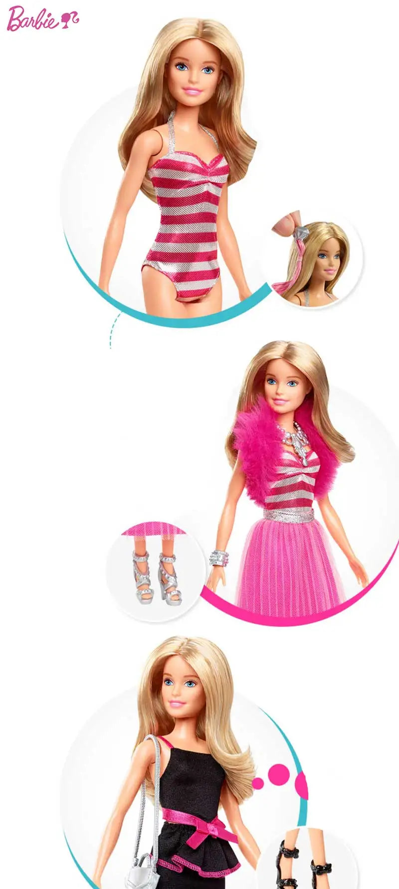 Original Barbie Holiday surprise gift pack doll set princess elegant dress up clothes accessories holiday birthday gift GFF61