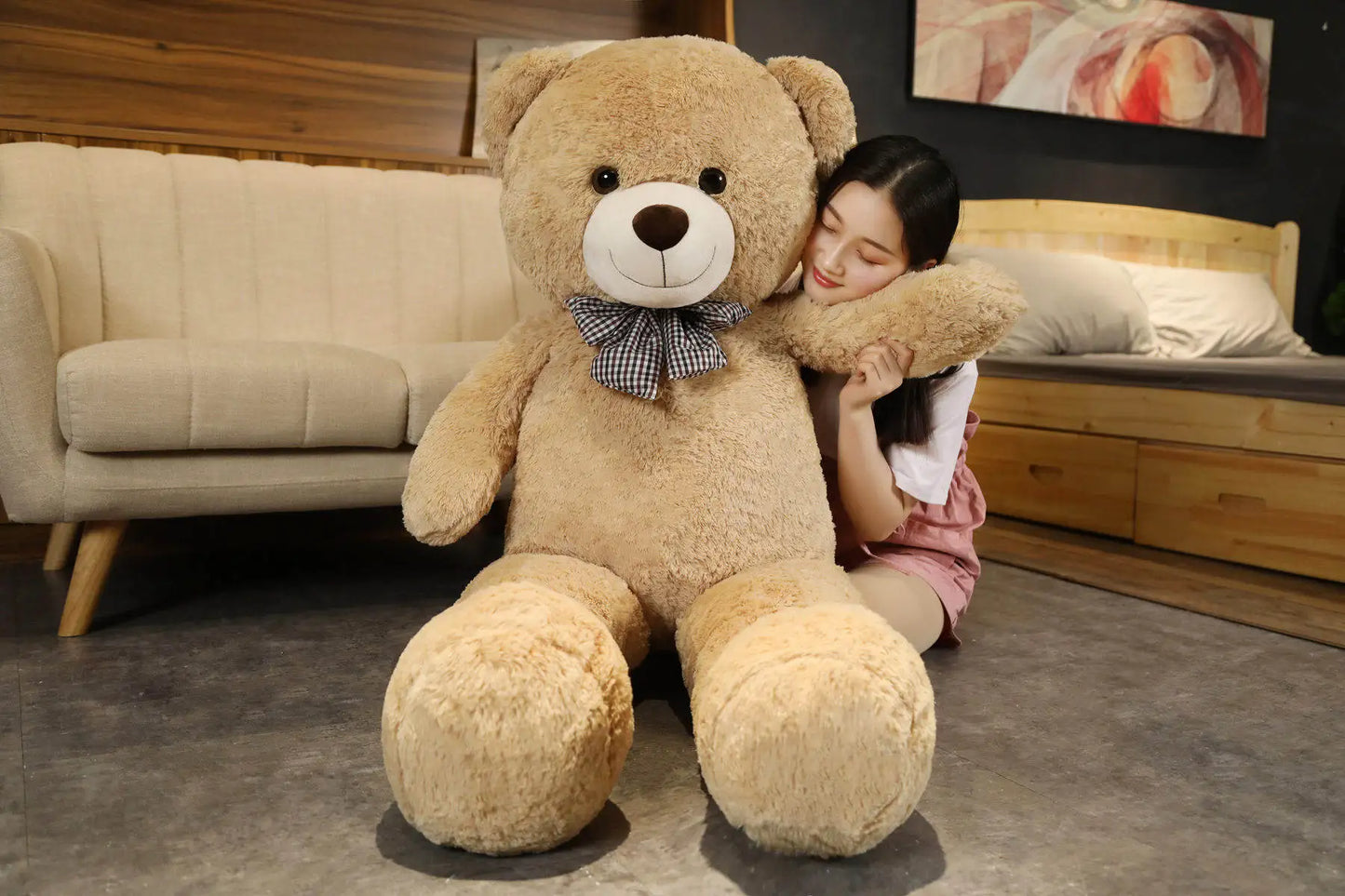 Giant 105cm Soft Teddy Bear Plush Toys White&Pink&Brown Bear Super Big Hugging Pillow Animal Cushion Children Birthday Gift
