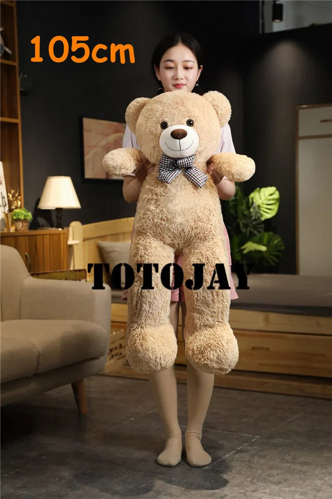 Giant 105cm Soft Teddy Bear Plush Toys White&Pink&Brown Bear Super Big Hugging Pillow Animal Cushion Children Birthday Gift