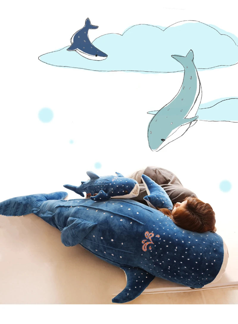 50/100CM New Cartoon Blue Shark Stuffed Plush Toys Big Fish Whale Baby Soft Animal Pillow Dolls Children Birthday Gifts