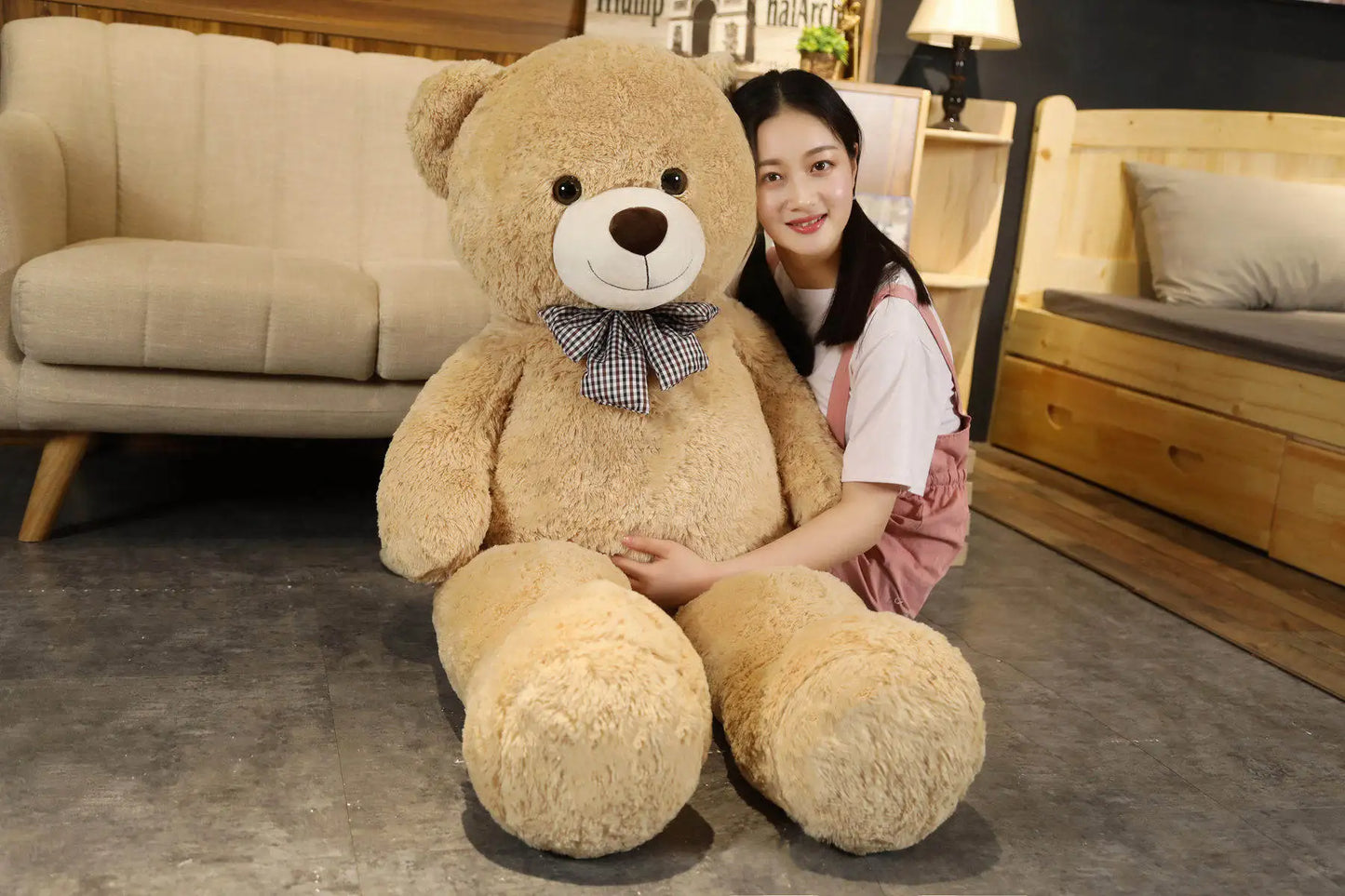 Giant 105cm Soft Teddy Bear Plush Toys White&Pink&Brown Bear Super Big Hugging Pillow Animal Cushion Children Birthday Gift