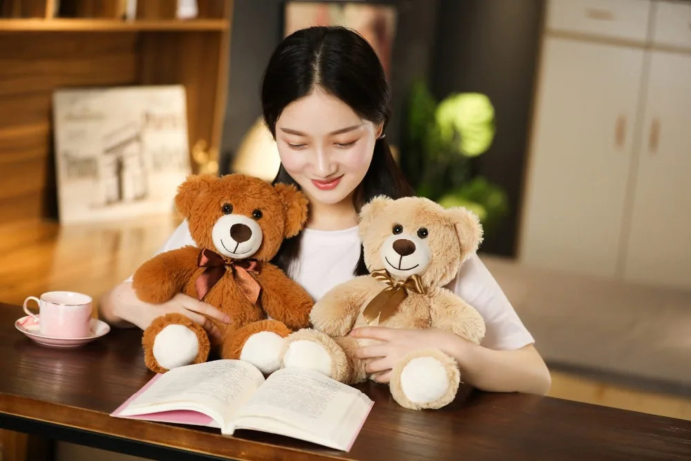 Cute Colorful Bow Tie Bear Doll Plush Toy Hug Bear Doll Children Birthday Gift Pillow Teddy bear Home Living Room Bedroom