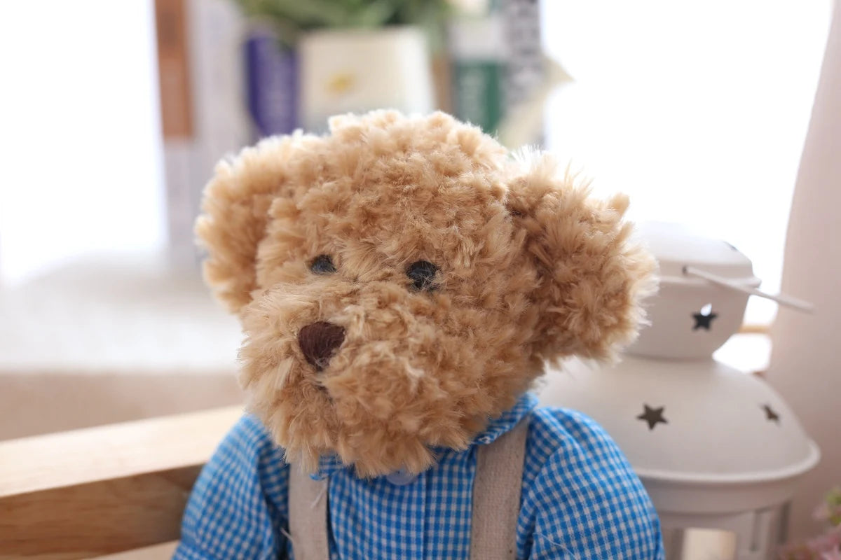 2 pcs/lot 26cm Lovely Couple Teddy Bear With Cloth Plush Toys Dolls Stuffed Toy Kids Baby Children Girl Birthday Christmas Gift