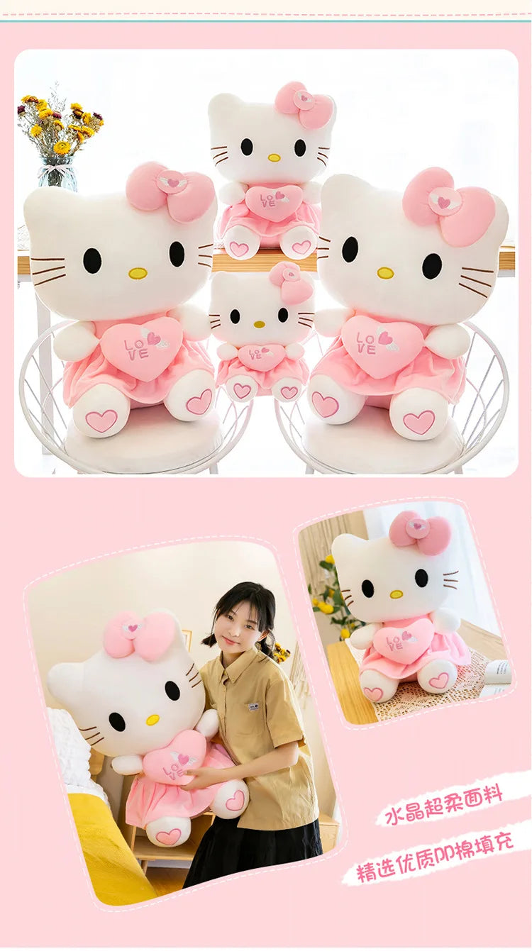 Sanrio Hello Kitty Pink Plush Stuffed Toys Anime Cartoon Plushie Doll Soft Stuffed Pillow Toys For Children Birthday Xmas Gifts