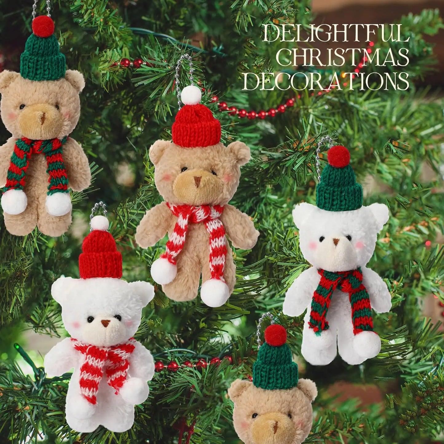 Christmas Stuffed Animal Bear Christmas Small Plush Cute Bear Stuffed Animals Xmas Toys for Birthday Decorations Party Favors