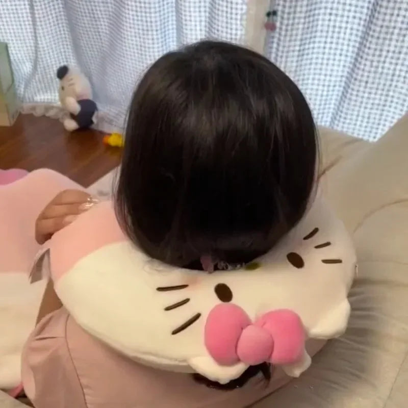 Sanrio Kawaii Hello Kitty Portable Cartoon Anime Character Pattern Memory Foam U-Shaped Pillow Girl Travel Car Neck Protector