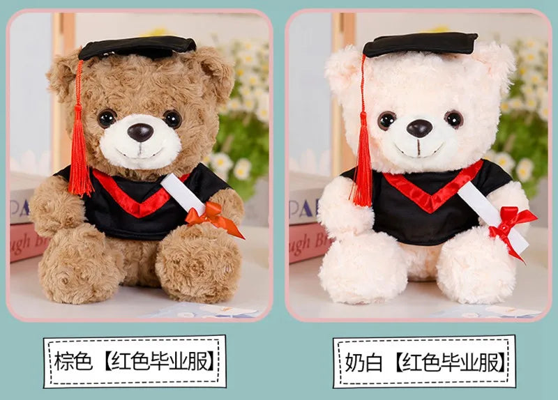 25cm Graduation Dr.Bear Plush Toy Cute Christmas Hat Teddy Bear Soft Doll Boys Girls Students Graduation Gift