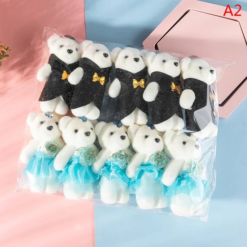 12/10Pcs/Lot Soft Stuffed Bear Plush Toys Mini Teddy Bear Dolls Toy Small Gifts Bag Pendant Teddy Doll