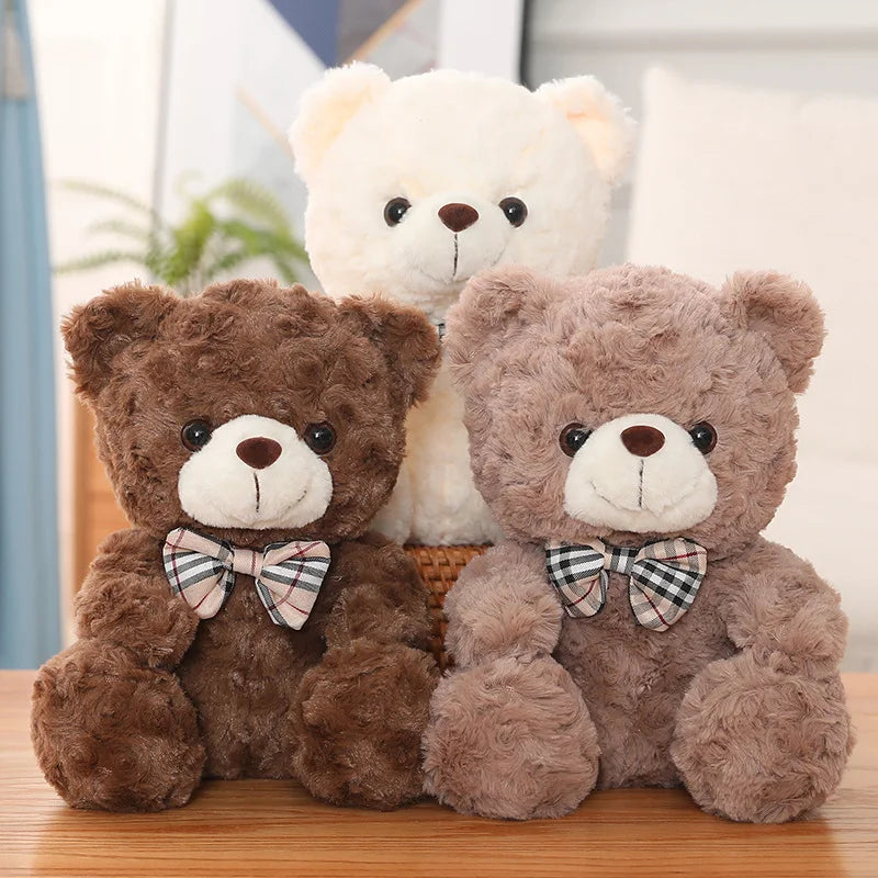 25/35CM Kawaii Teddy Bear Plush Pillow Toys Lovely Bow-Knot Bears Toys Stuffed Soft Animal Dolls Xmas Valentine Gift