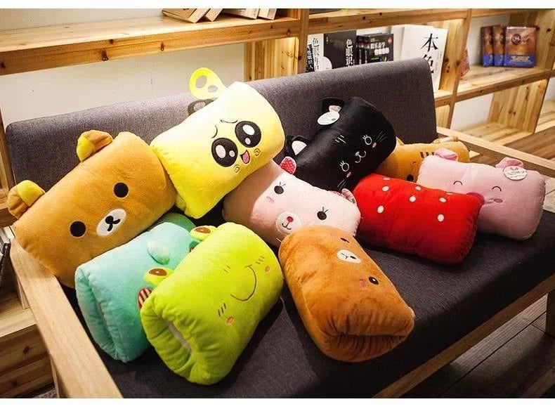 Cute Cartoon Hand Warmer Pillow Soft Stuffed Animal Creative Gift for Kids Nap Cushion Hand warmer  travel neck pillow