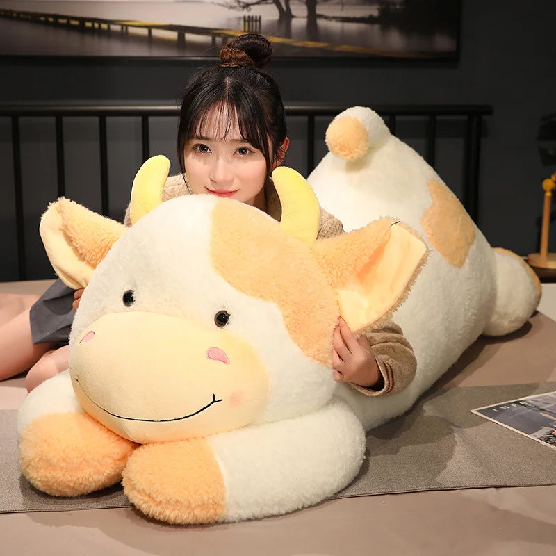 Hot 1pc 90cm Lovely Milk Cow Plush Toys Cartoon Stuffed Animal Cattle Dolls Sleeping Pillow For Baby Girls Birthday Gifts