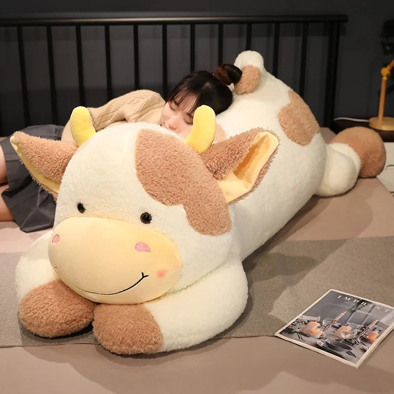 Hot 1pc 90cm Lovely Milk Cow Plush Toys Cartoon Stuffed Animal Cattle Dolls Sleeping Pillow For Baby Girls Birthday Gifts