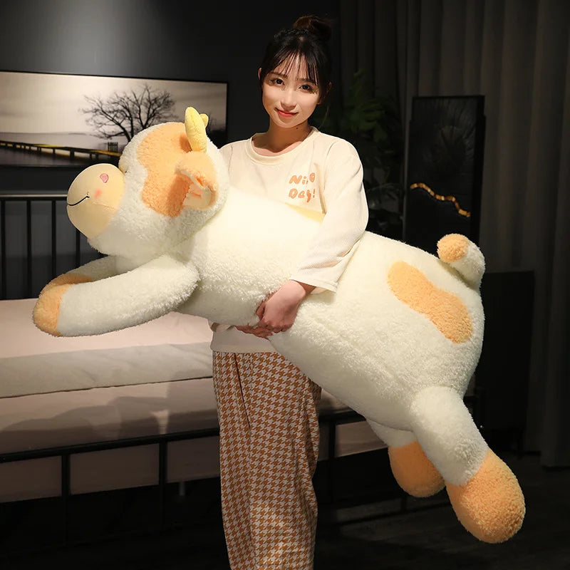 Hot 1pc 90cm Lovely Milk Cow Plush Toys Cartoon Stuffed Animal Cattle Dolls Sleeping Pillow For Baby Girls Birthday Gifts