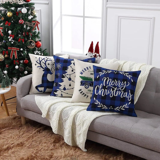Festive Personalised Family Christmas Pillow Featuring Colorful Xmas Tree Pattern Cozy Decor For Holiday Home Perfect Christmas