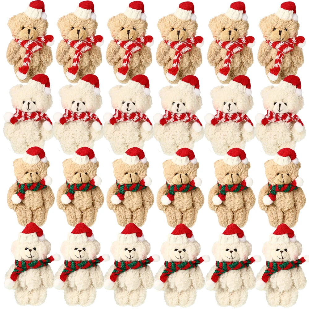 Christmas Stuffed Animal Bear Plush Mini Joint Bear Toys Stuffed Animal Toys Xmas Toys for Birthday Decorations Party Favors