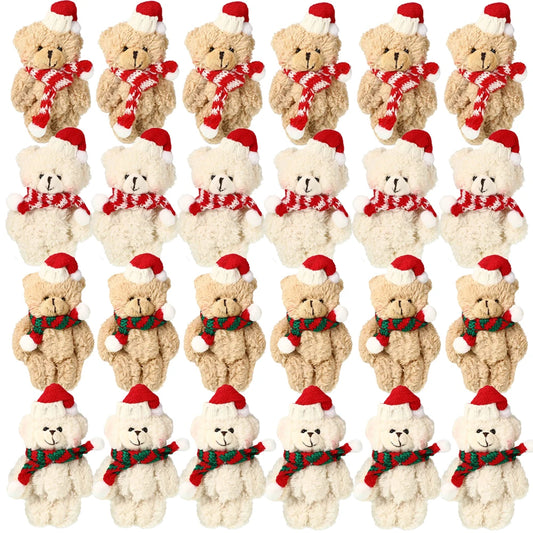 Christmas Stuffed Animal Bear Plush Mini Joint Bear Toys Stuffed Animal Toys Xmas Toys for Birthday Decorations Party Favors