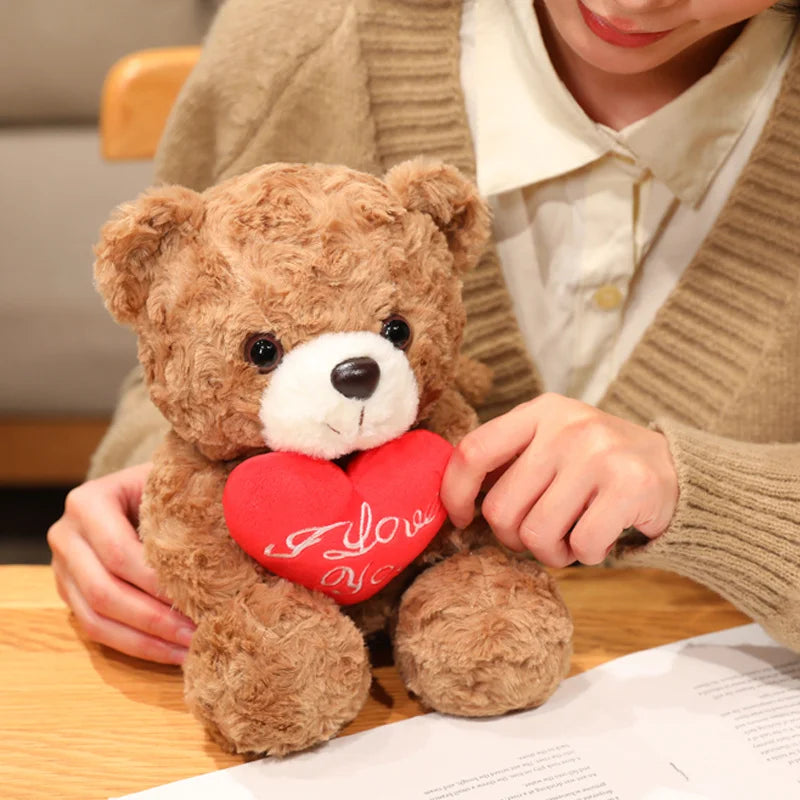 Valentine's Day Teddy Bear Soft Plush Toy Rose Flower Hats Love Heart Brown Bear Stuffed Plushies Animal Gifts For Girls
