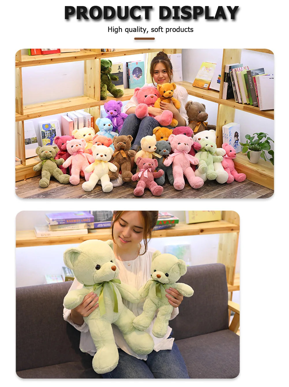 Cute Teddy Bear Plush Soft Stuffed Bear Animal Toy Plushie Kawaii Cat Baby Sleeping Toys Home Decor For Kids Girl Gifts