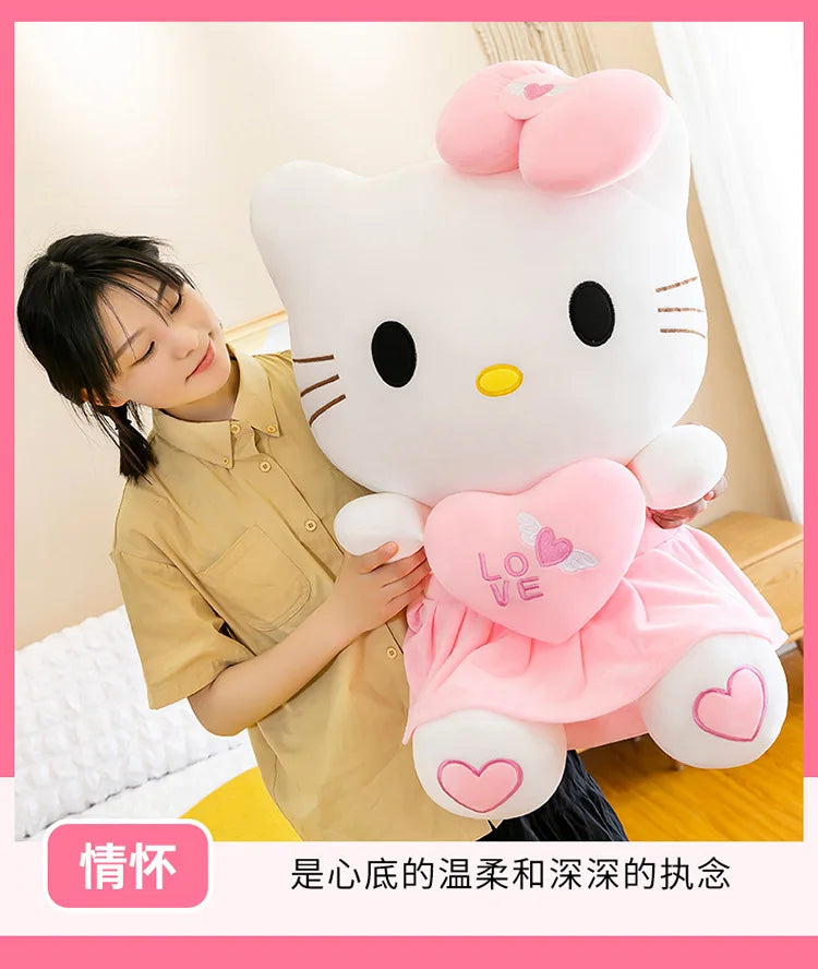 Sanrio Hello Kitty Pink Plush Stuffed Toys Anime Cartoon Plushie Doll Soft Stuffed Pillow Toys For Children Birthday Xmas Gifts