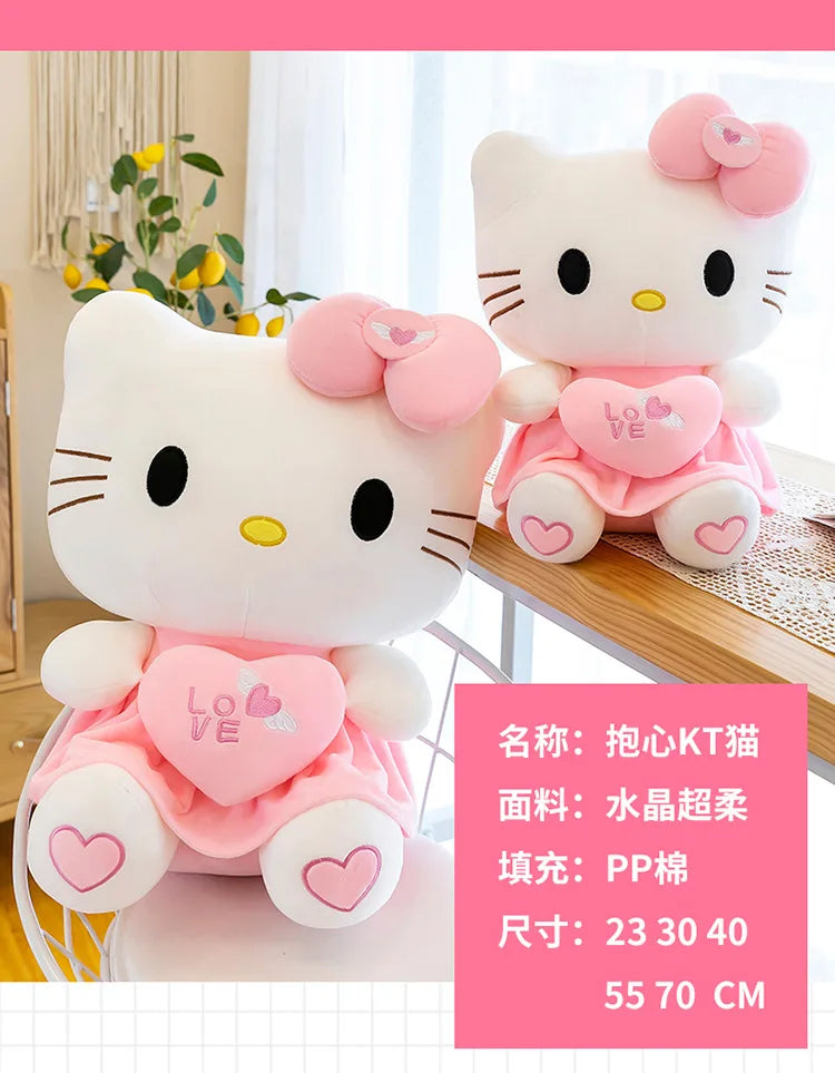 Sanrio Hello Kitty Pink Plush Stuffed Toys Anime Cartoon Plushie Doll Soft Stuffed Pillow Toys For Children Birthday Xmas Gifts