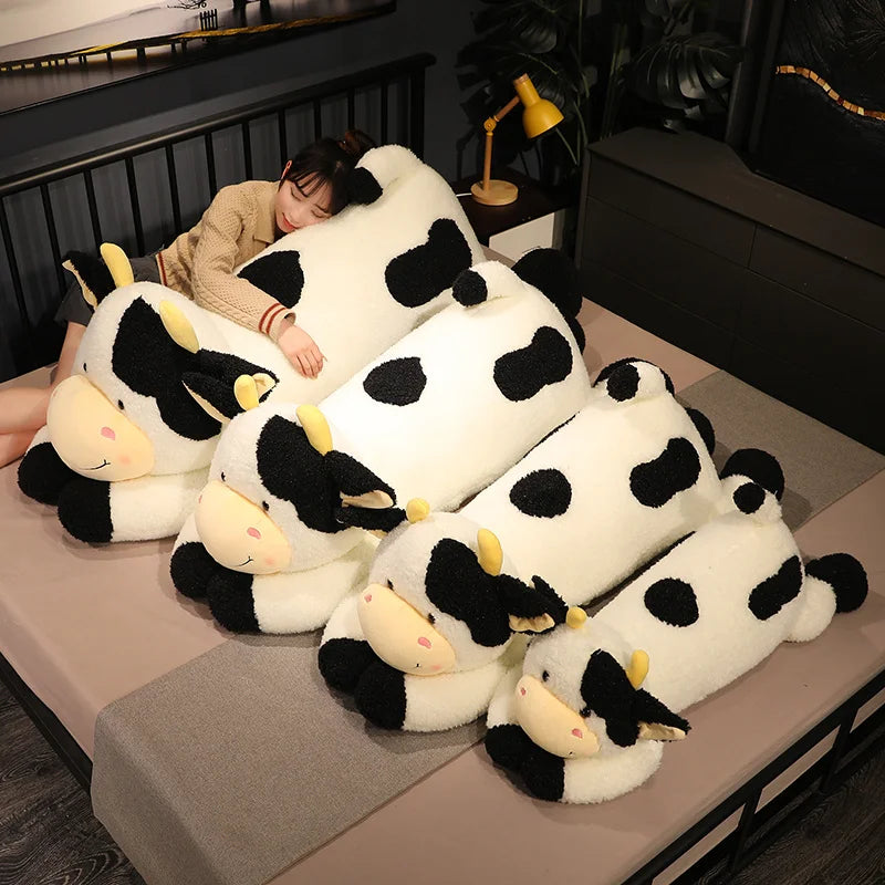 Hot 1pc 90cm Lovely Milk Cow Plush Toys Cartoon Stuffed Animal Cattle Dolls Sleeping Pillow For Baby Girls Birthday Gifts