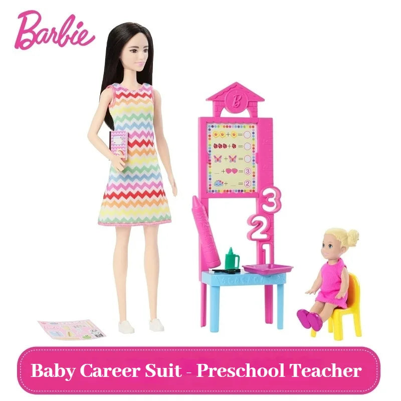 Barbie Doll Baby Career Playset Rich Accessories Doctor Teacher Roles Girls Toy Immersive Professional Experience  Surprise Gift