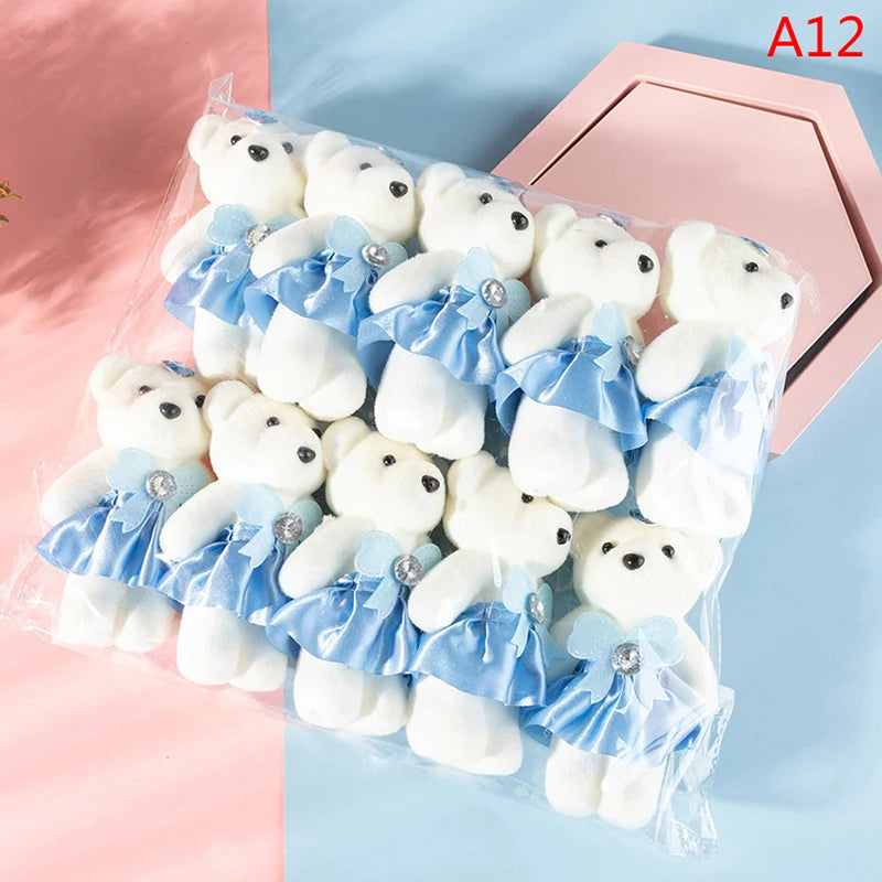 12/10Pcs/Lot Soft Stuffed Bear Plush Toys Mini Teddy Bear Dolls Toy Small Gifts Bag Pendant Teddy Doll