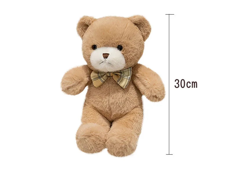 30CM Kawaii Colorful Bow Tie Bear Doll Plush Toy Hug Bear Doll Birthday Gift Pillow Teddy Bear Home Living Room Bedroom