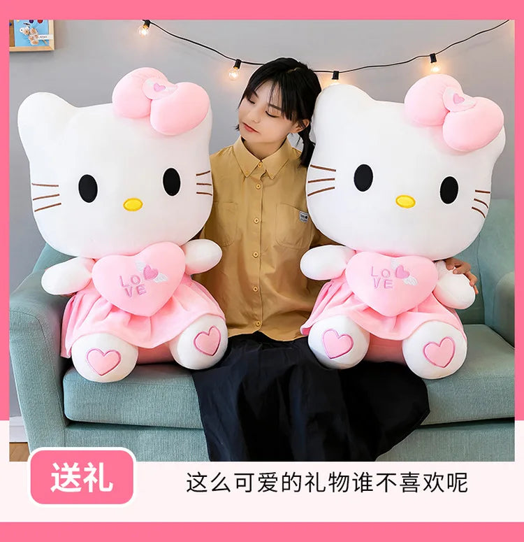 Sanrio Hello Kitty Pink Plush Stuffed Toys Anime Cartoon Plushie Doll Soft Stuffed Pillow Toys For Children Birthday Xmas Gifts