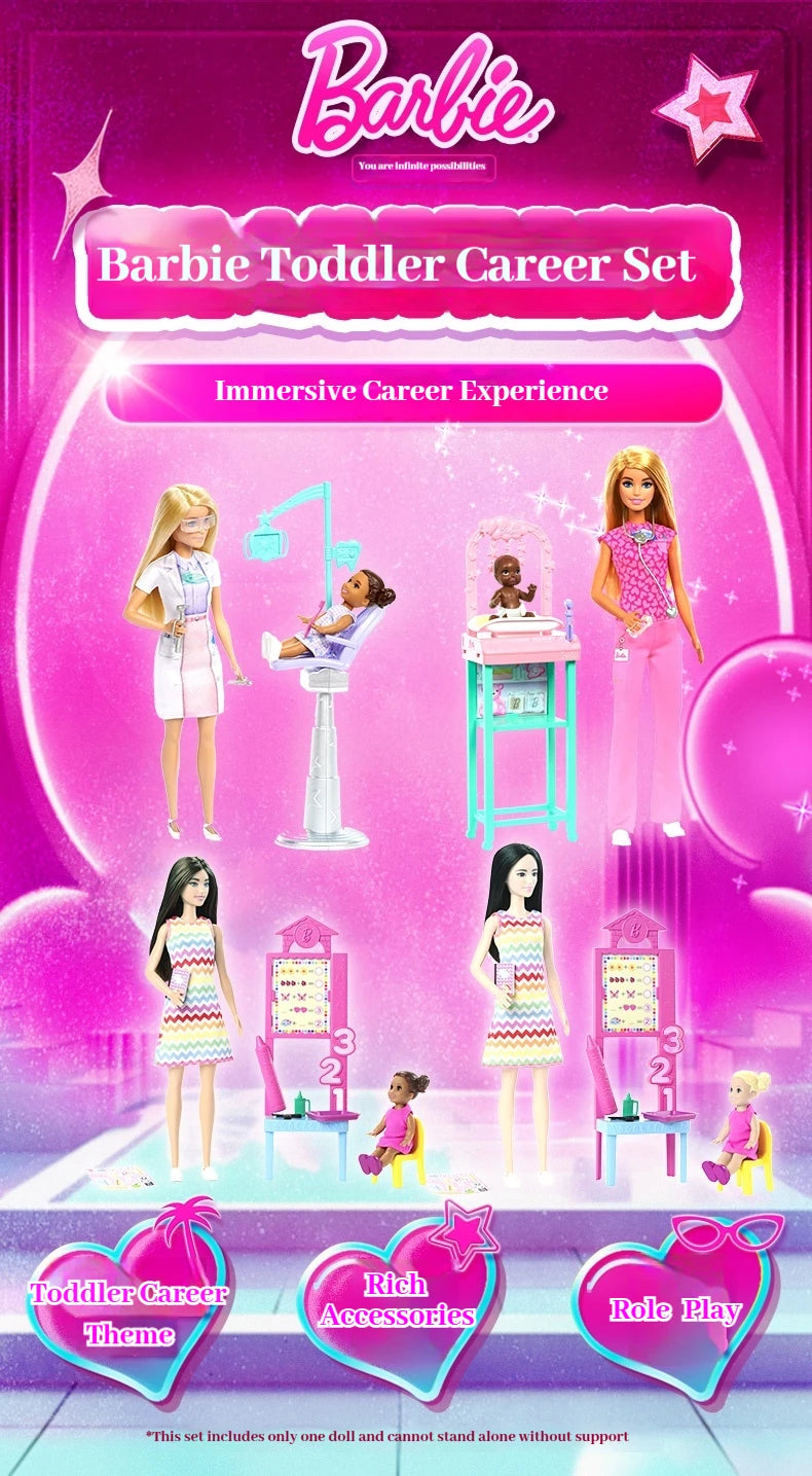 Barbie Doll Baby Career Playset Rich Accessories Doctor Teacher Roles Girls Toy Immersive Professional Experience  Surprise Gift
