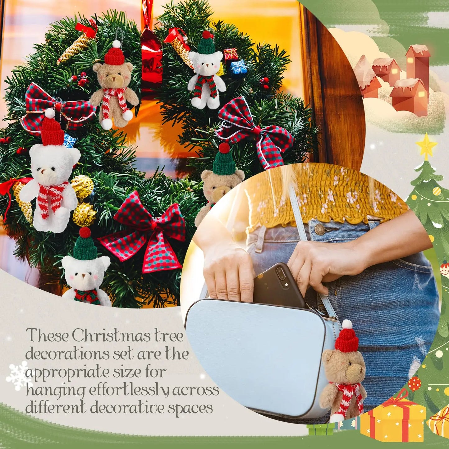 Christmas Stuffed Animal Bear Christmas Small Plush Cute Bear Stuffed Animals Xmas Toys for Birthday Decorations Party Favors