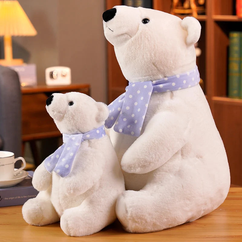 Hot 25/30/40cm Lovely Polar Bear Plush Toys Cute Soft White Bears With Scarf Dolls Stuffed Animal Pillow Girls Valentine's Gift