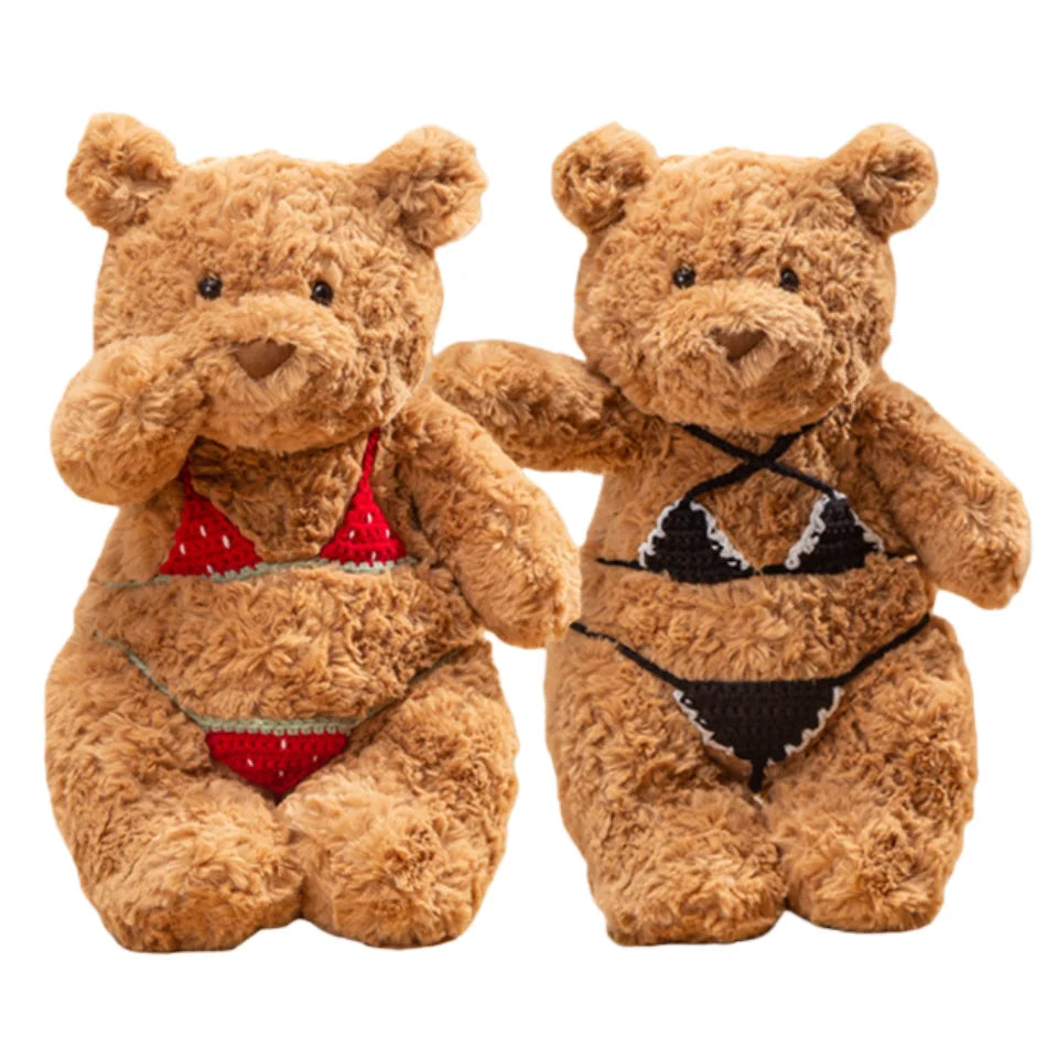 Ins Hot Sale Funny Cute Teddy Bear Soft Doll Bartholomew Bear Doll Brown Bikini Bear Plush Soothing Stuffed Toys Advent Gifts