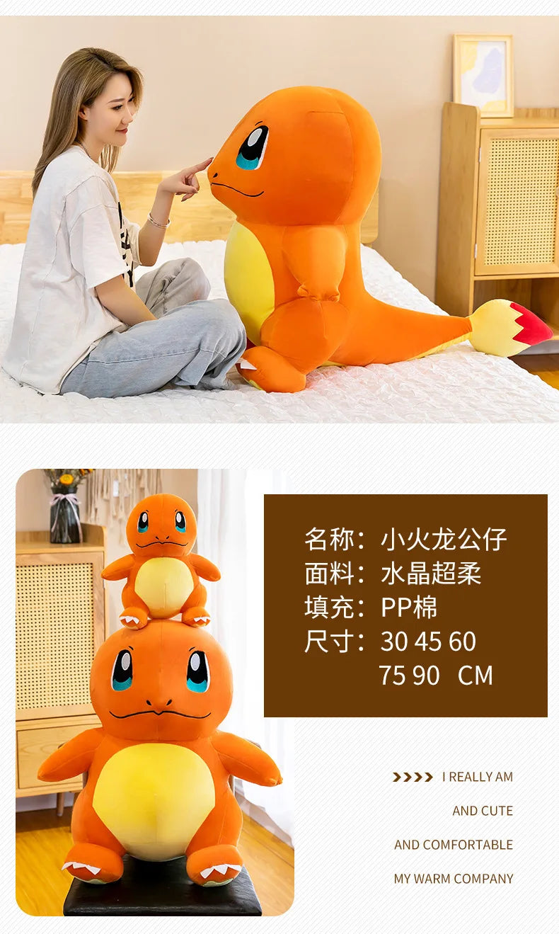 Pokemon Cute and Soft Charmander Plush Doll Accompanying Sleeping Pillow Toy Birthday Gift for Kids