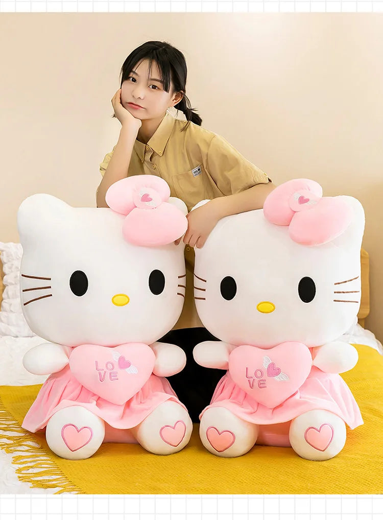 Sanrio Hello Kitty Pink Plush Stuffed Toys Anime Cartoon Plushie Doll Soft Stuffed Pillow Toys For Children Birthday Xmas Gifts