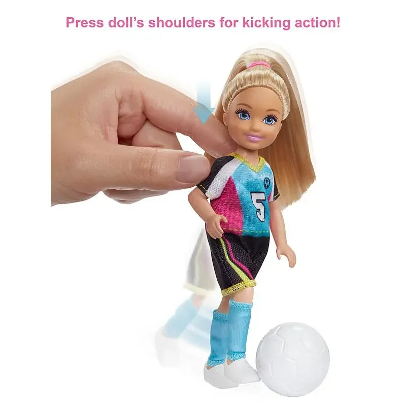 Original Barbie Dolls  Chelsea Dreamhouse Adventures Doll 6 Inch Football Uniform Blonde Girls Accessories Toys for Children Set