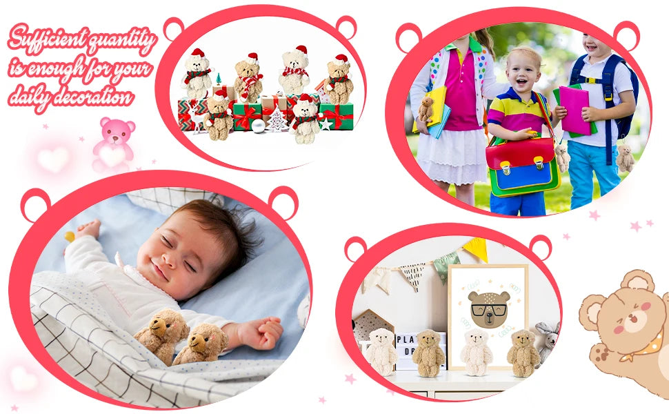 Christmas Stuffed Animal Bear Plush Mini Joint Bear Toys Stuffed Animal Toys Xmas Toys for Birthday Decorations Party Favors