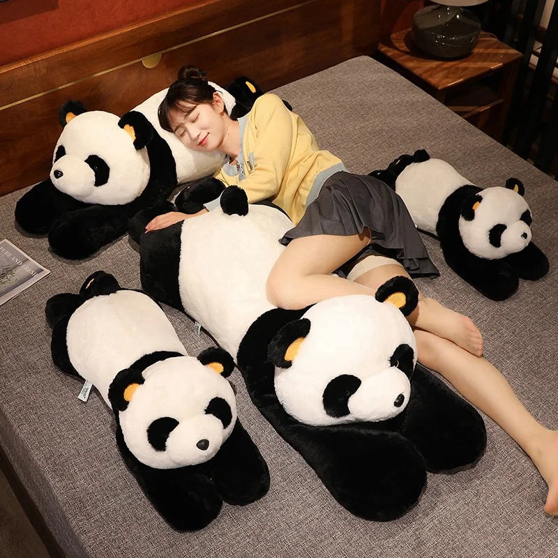 60cm-120cm Giant Panda Plush Toys Soft Sleep Pillow Cartoon Animal Bear Stuffed Baby Doll Classic Kids Birthday Christmas Gifts