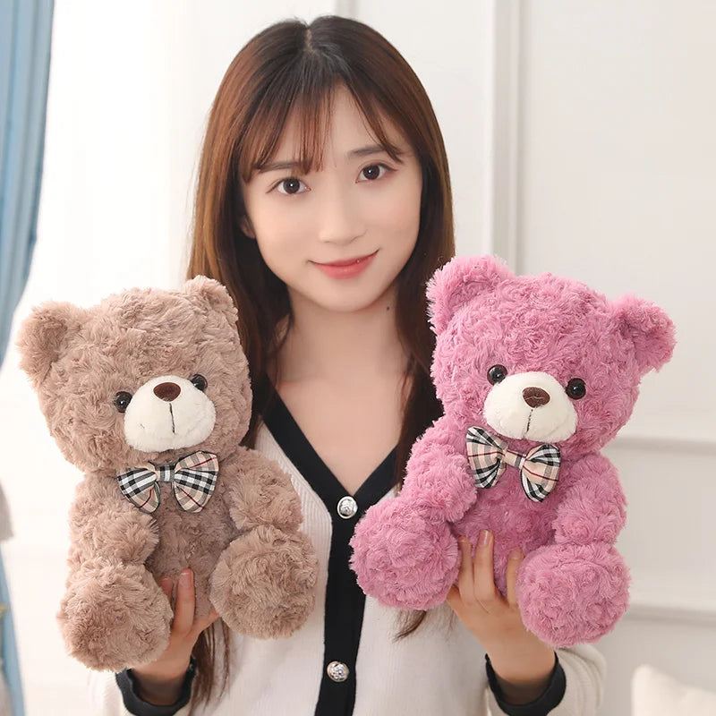 25/35CM Kawaii Teddy Bear Plush Pillow Toys Lovely Bow-Knot Bears Toys Stuffed Soft Animal Dolls Xmas Valentine Gift