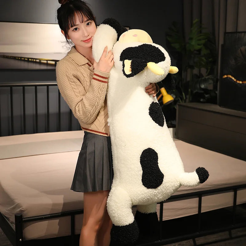 Hot 1pc 90cm Lovely Milk Cow Plush Toys Cartoon Stuffed Animal Cattle Dolls Sleeping Pillow For Baby Girls Birthday Gifts