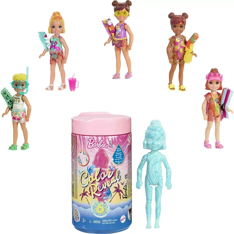 Barbie Color Reveal Doll Accessories with Surprises Mermaid Series Party Water Reveal Series Neon Tie-Dye Series Toy Kids Gift