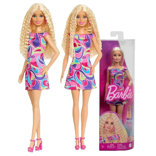 Original Barbie Fashionistas Doll Blonde Wavy Totally Hair Dress Accessories Toys for Girls 65th Anniversary Vintage Collectible