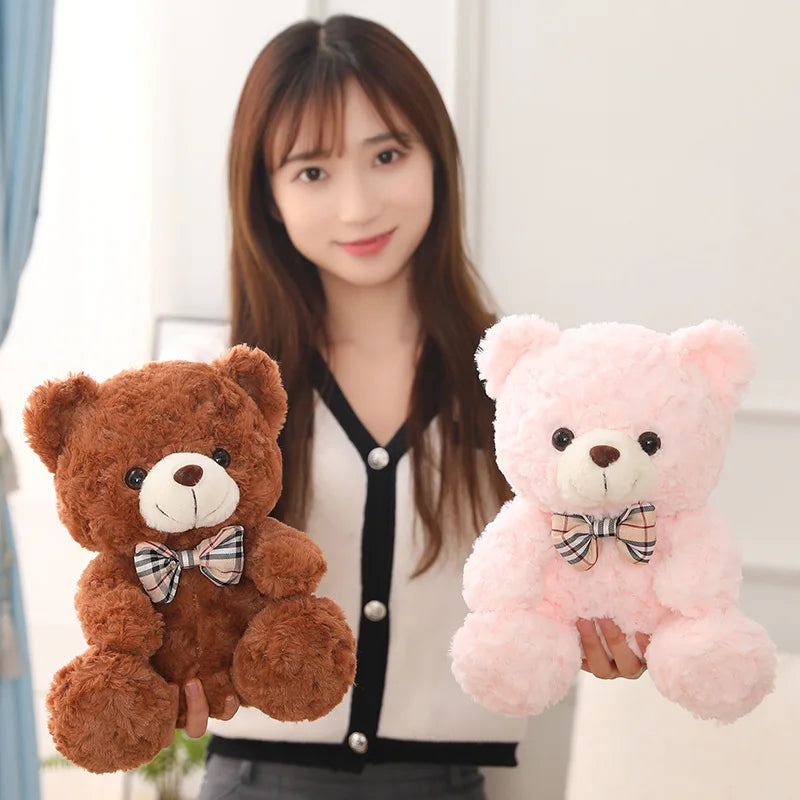 25/35CM Kawaii Teddy Bear Plush Pillow Toys Lovely Bow-Knot Bears Toys Stuffed Soft Animal Dolls Xmas Valentine Gift