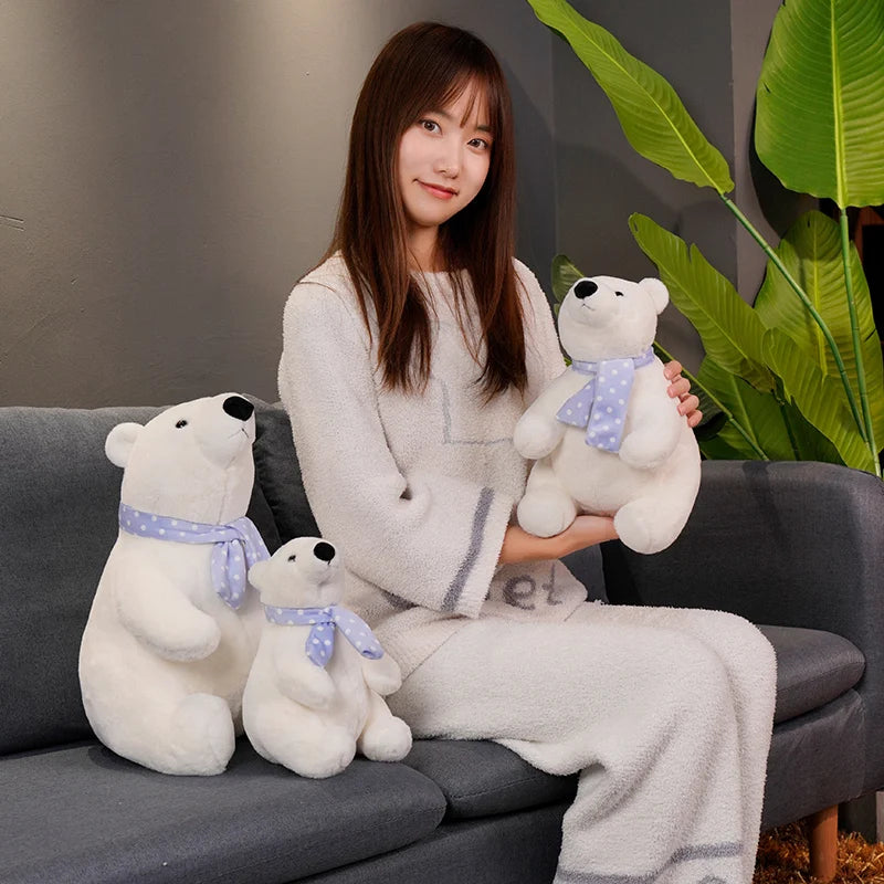 Hot 25/30/40cm Lovely Polar Bear Plush Toys Cute Soft White Bears With Scarf Dolls Stuffed Animal Pillow Girls Valentine's Gift